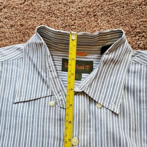 Timberland Mens Long Sleeve Button Down Dress Stripe Shirt Size L Large - Picture 3 of 12